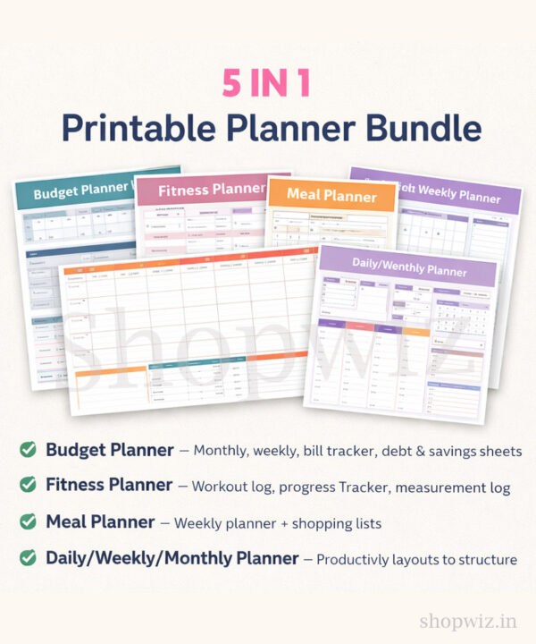 5 in 1 Printable Planner Bundle